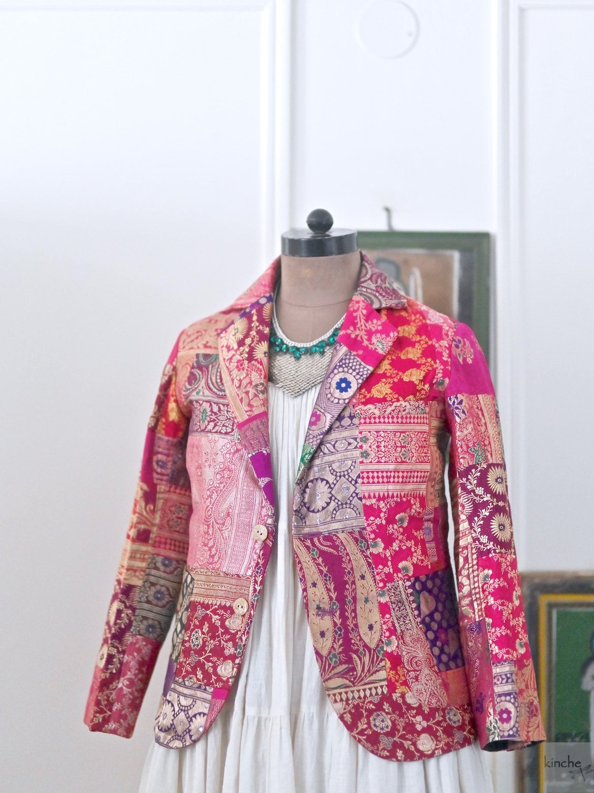 Sangam 7, Patchwork, Brocade Silk  Saree, Up Cycled Blazer, Medium