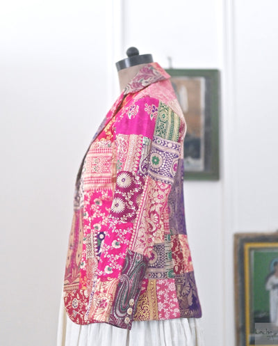 Sangam 7, Patchwork, Brocade Silk  Saree, Up Cycled Blazer, Medium