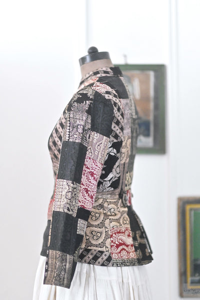 Small, Sangam 8, Patchwork, Brocade Silk  Saree, Up Cycled Short Jacket