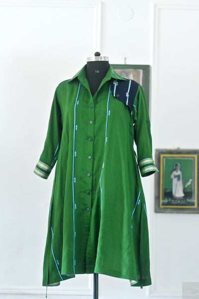 Rasa, Handmade upcycled Cotton Silk Saree Shirt Dress, Oversized