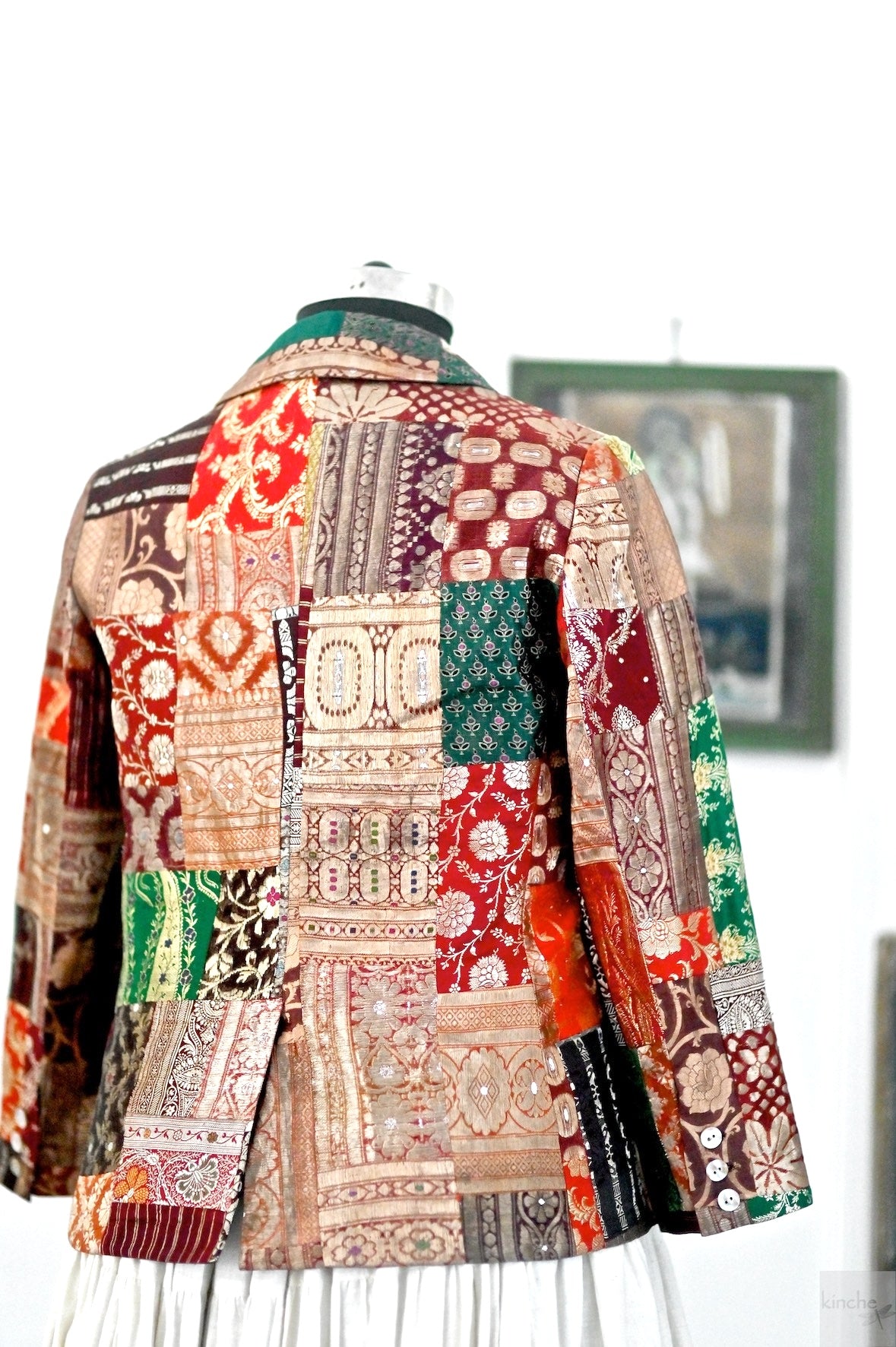 Sangam 10, Patchwork, Brocade Silk  Saree, Up Cycled Blazer, Large