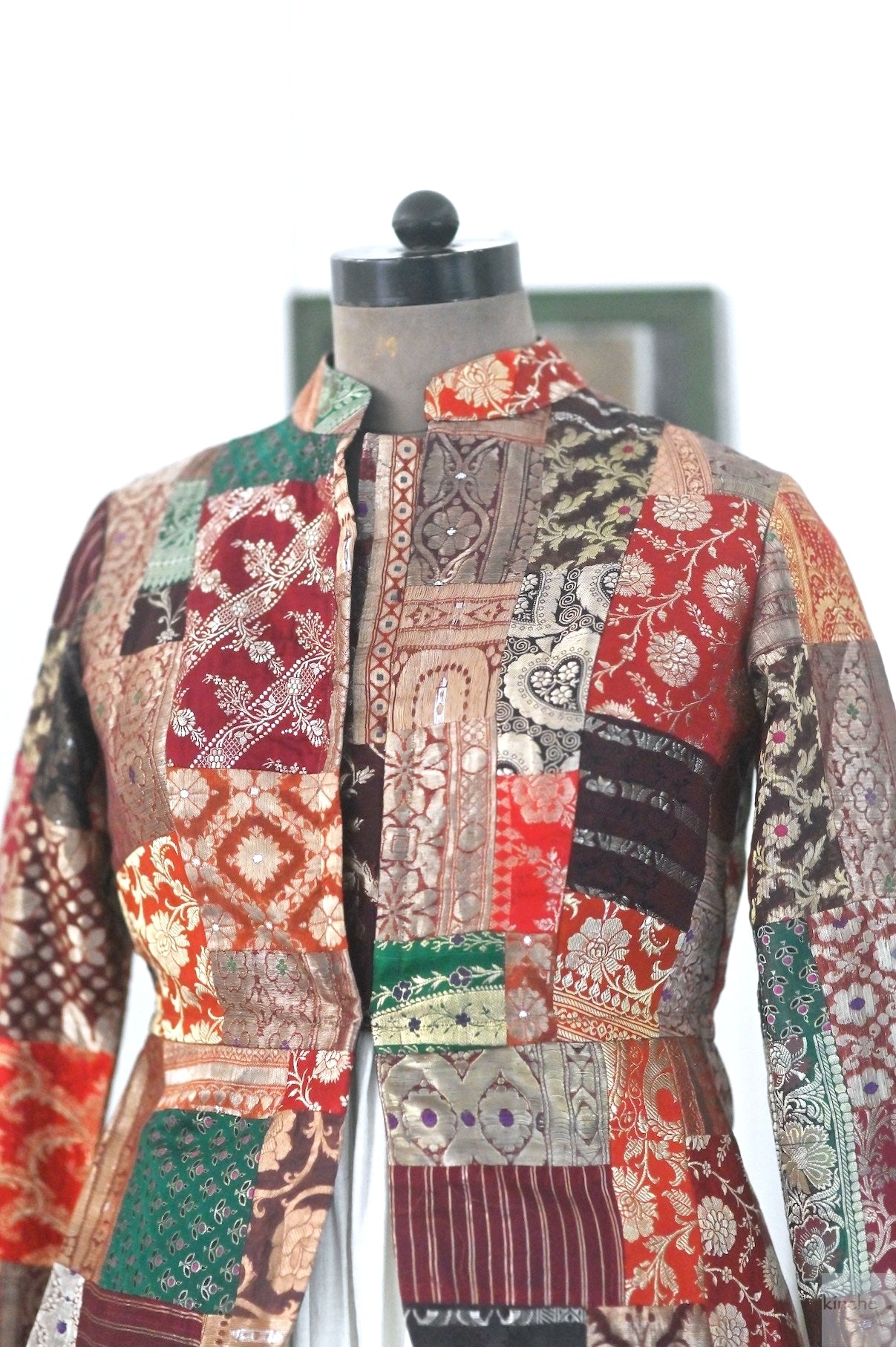 Medium, Sangam 9, Patchwork, Brocade Silk  Saree, Up Cycled Short Jacket