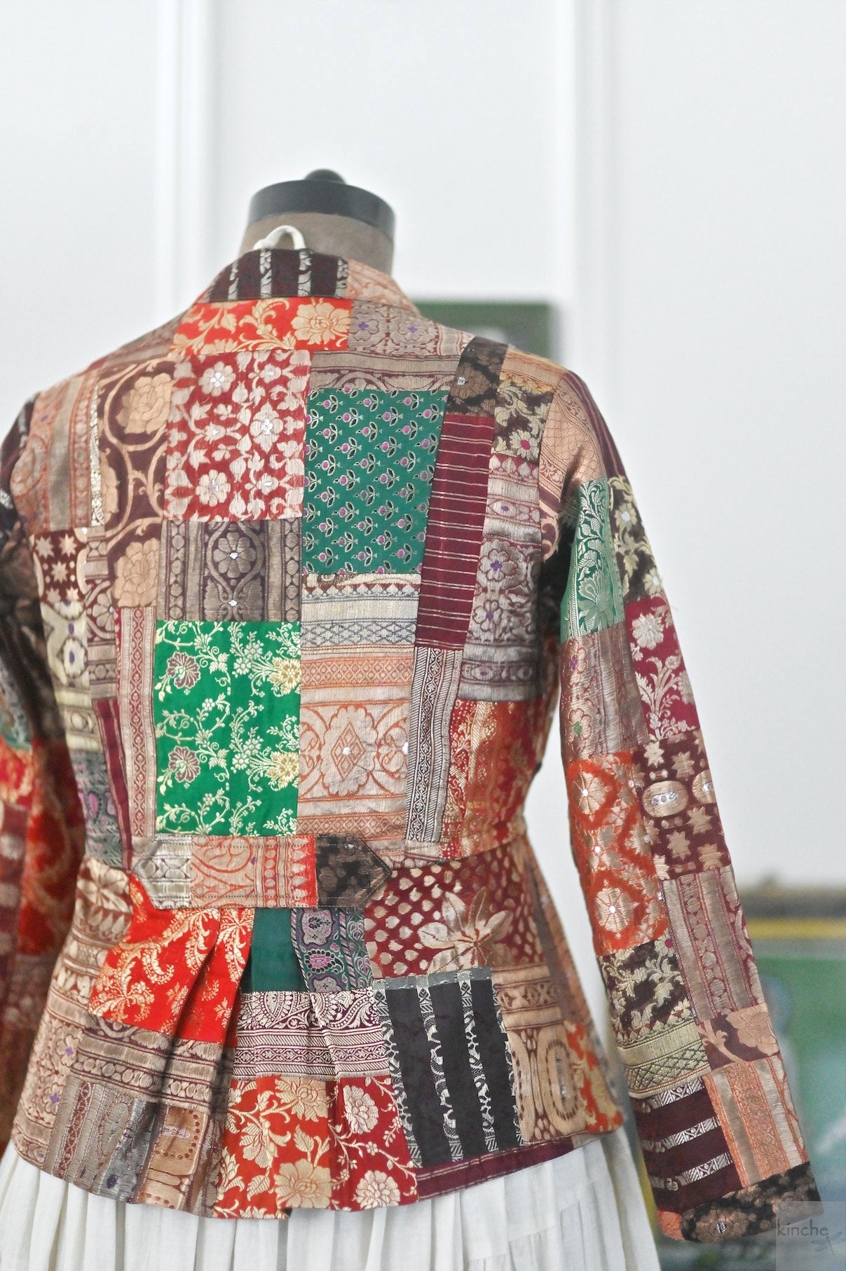 Medium, Sangam 9, Patchwork, Brocade Silk  Saree, Up Cycled Short Jacket