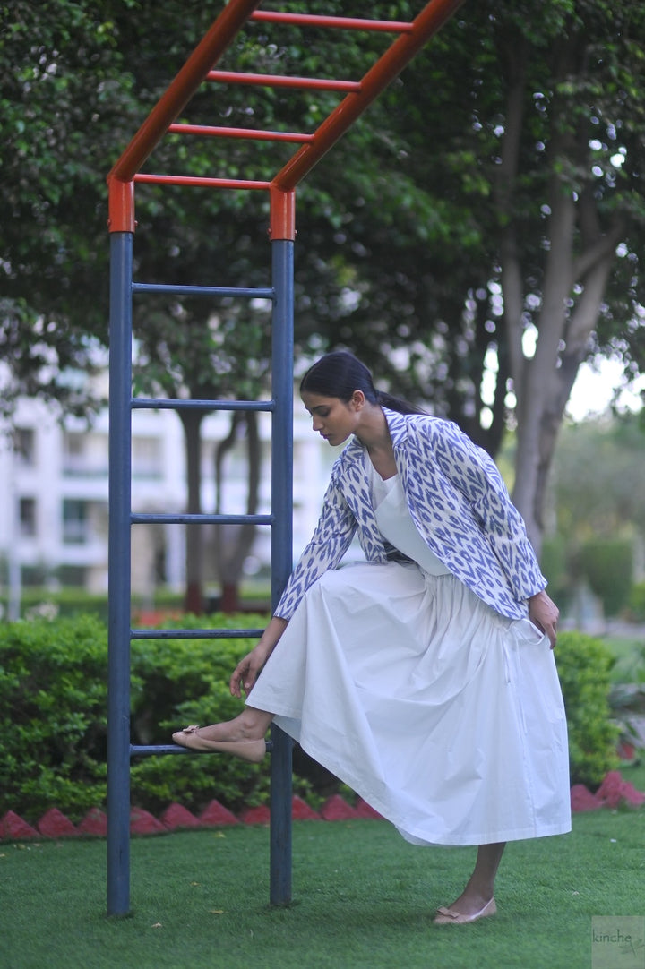 Azure, Ikat Blazer with Lima Asymmetrical Skirt Co-ord Set