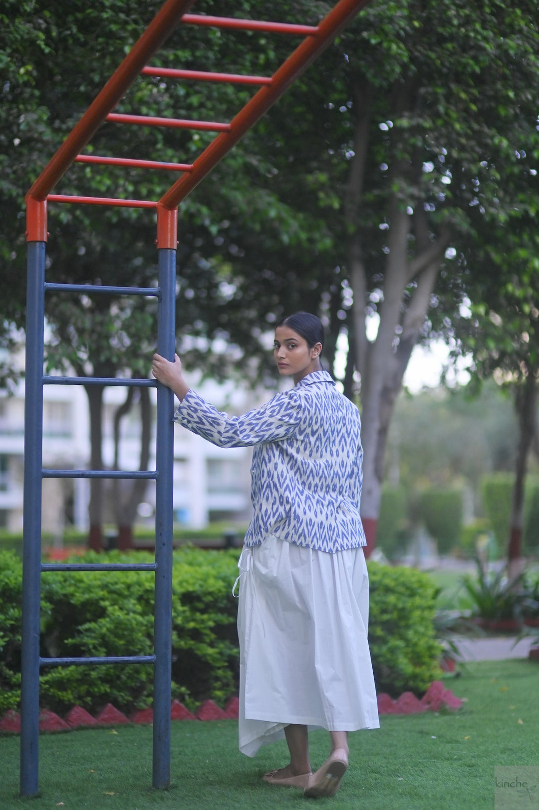 Azure, Ikat Blazer with Lima Asymmetrical Skirt Co-ord Set