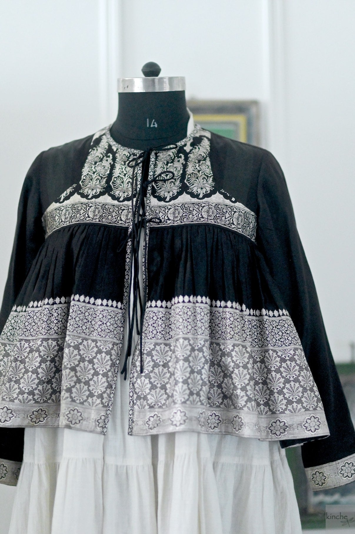 Amira,XXL, Katan Silk Kedia Blouse , Made with Vintage Zari Saree