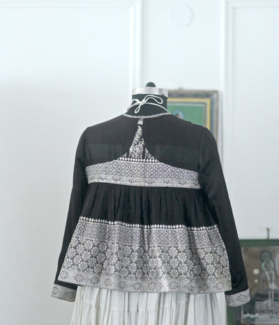 Amira,XXL, Katan Silk Kedia Blouse , Made with Vintage Zari Saree