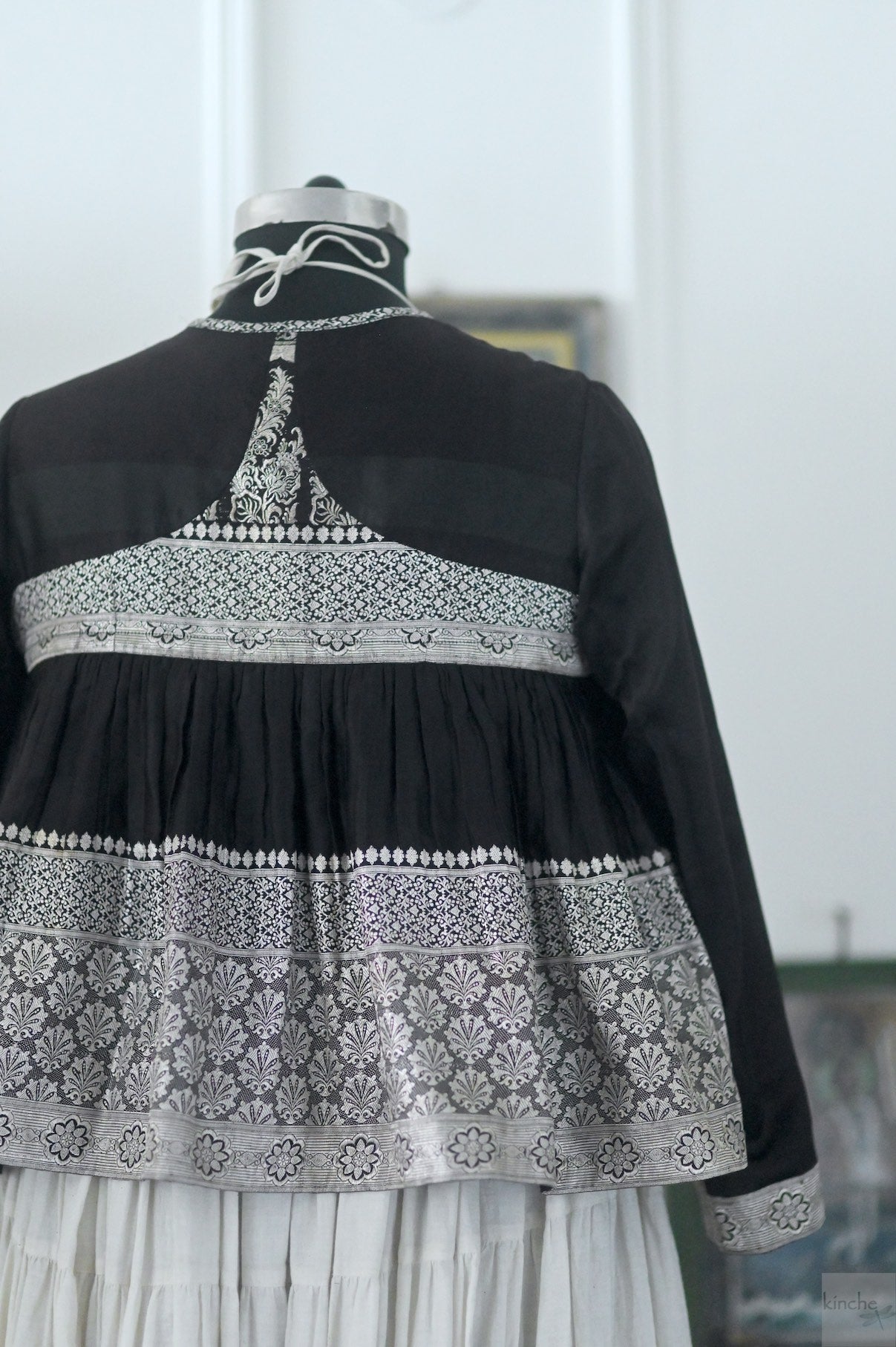 Amira,XXL, Katan Silk Kedia Blouse , Made with Vintage Zari Saree