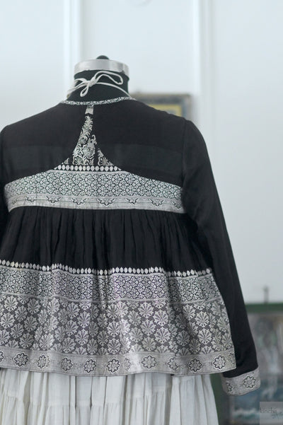 Amira,XXL, Katan Silk Kedia Blouse , Made with Vintage Zari Saree