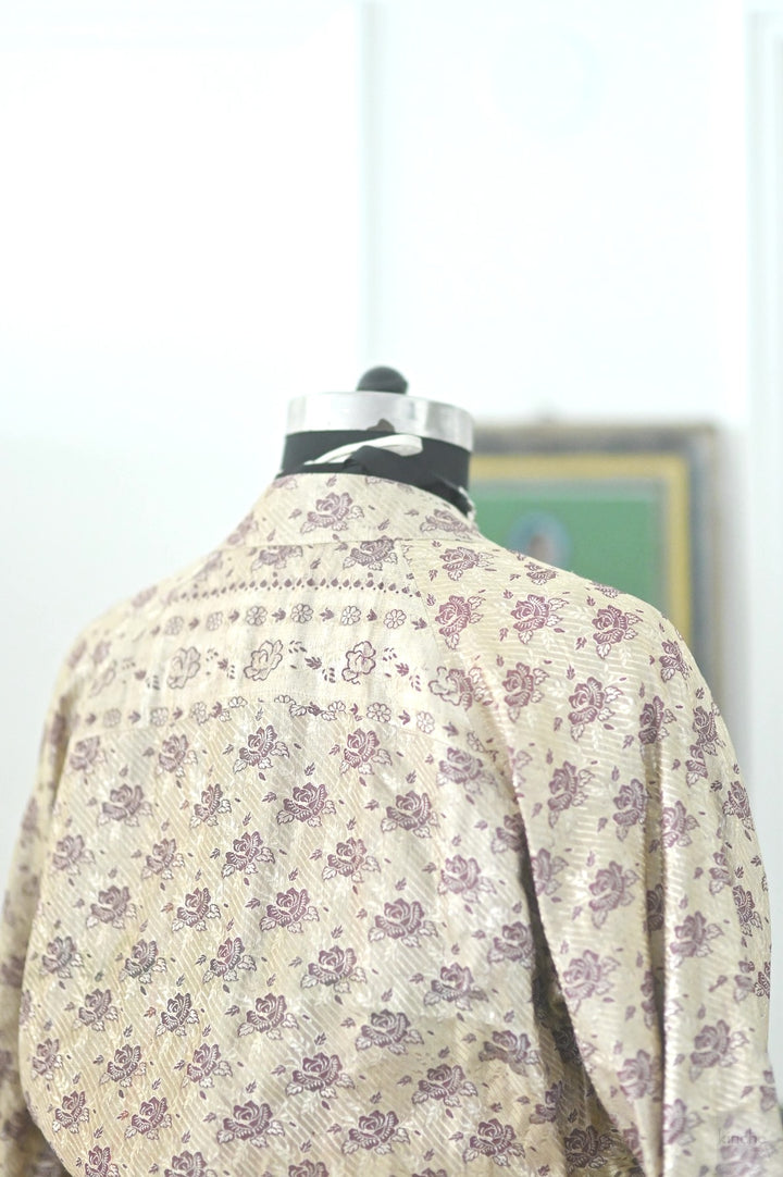 Diana、オーガニックコットン裏地付き手刺繍タッサーシルクボンバー、ミディアム