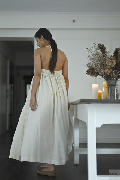 Berlin Off White, Hand Smocked, Khadi Maxi Dress, Handmade