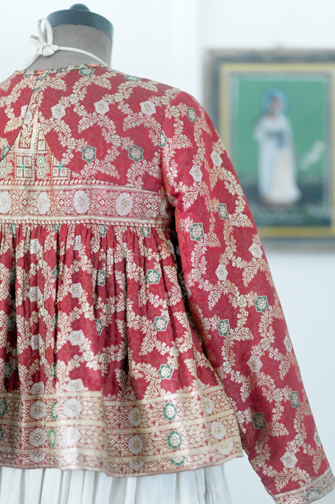 Mehar, Up Cycled Silk Katan Kadua Saree Kedia Blouse, XL & Medium