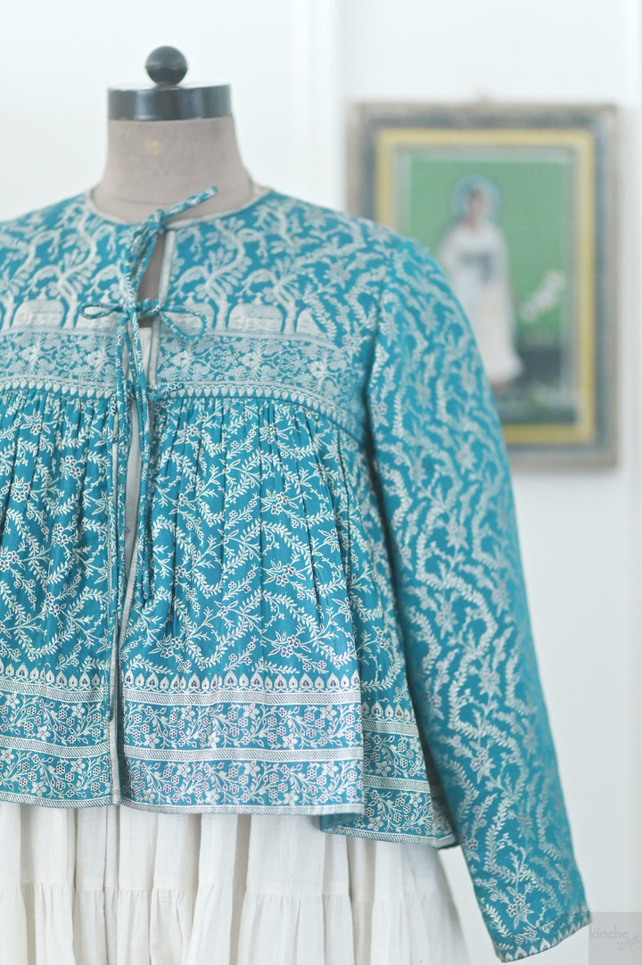 Saba, Kinche Rare, Vintage Saree Kedia Blouse in Silver and Blue