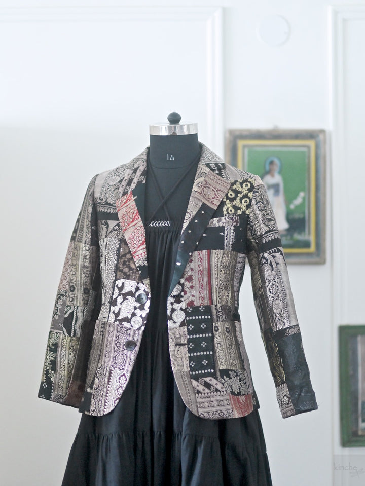 Sangam 14, Patchwork, Brocade Silk  Saree, Up Cycled Blazer, Large