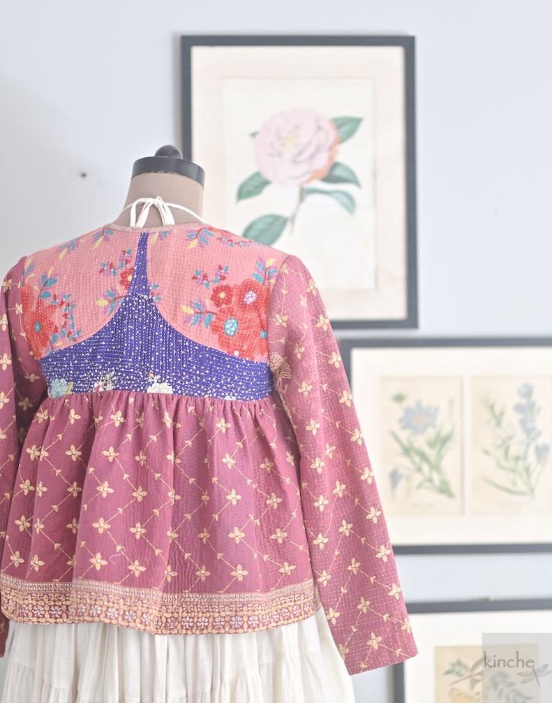 Small, Agra, Hand Crafted & Hand Embroidered Kantha Kediya Jacket