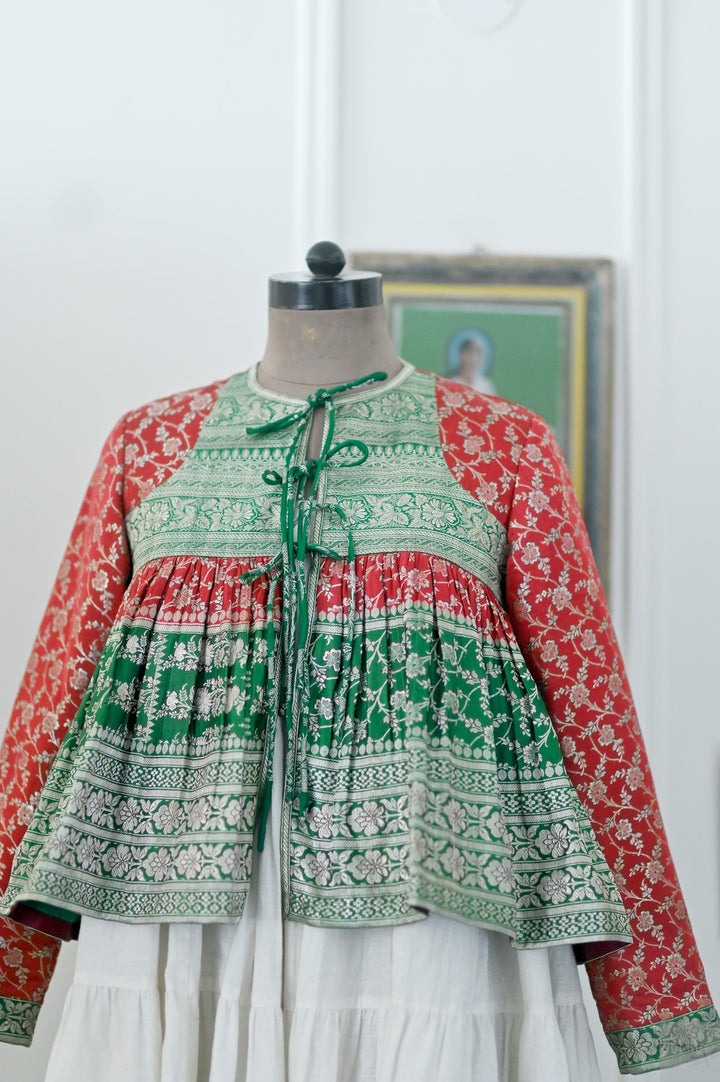 Chenab, Vintage Katan Silk Up Cycled Kedia Blouse in Medium