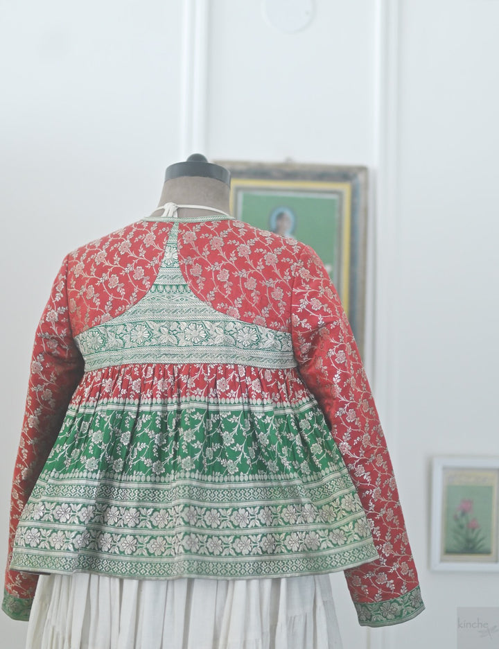 Chenab, Vintage Katan Silk Up Cycled Kedia Blouse in Medium