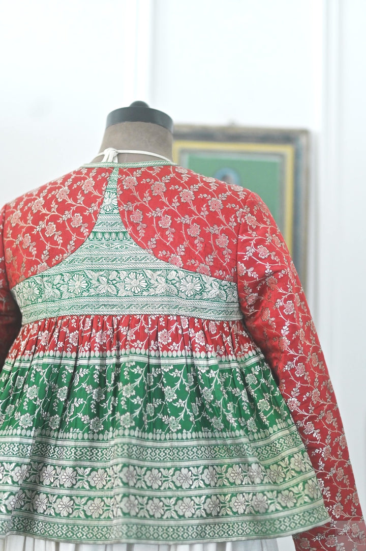 Chenab, Vintage Katan Silk Up Cycled Kedia Blouse in Medium