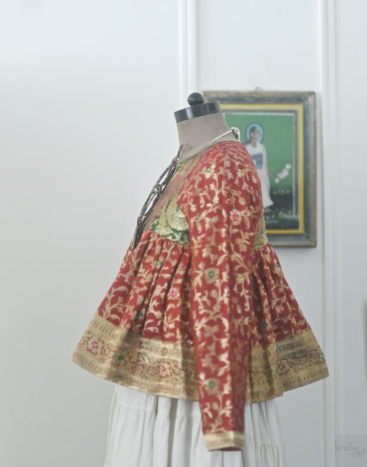 Sidra, Vintage Zari Up Cycled Kedia Blouse in Medium