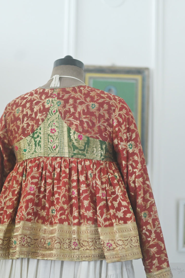 Sidra, Vintage Zari Up Cycled Kedia Blouse in Medium