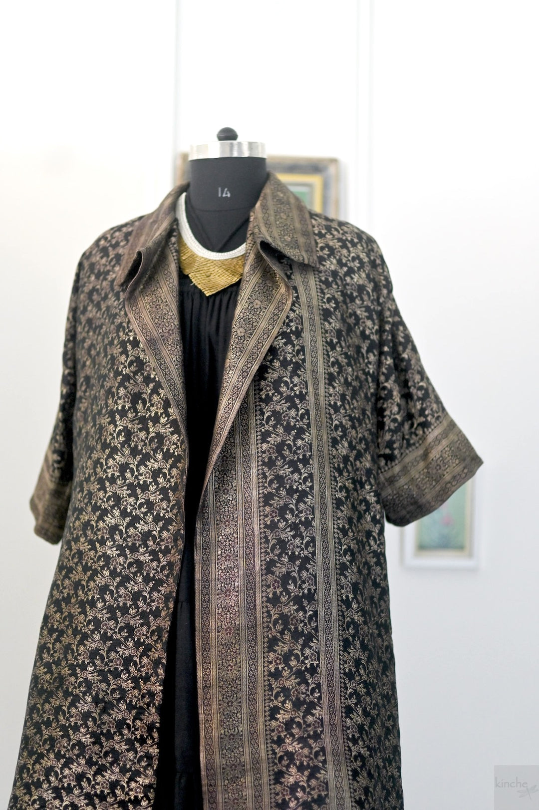 Jama 1, Long Robe Style Coat made with Vintage Zari Silk