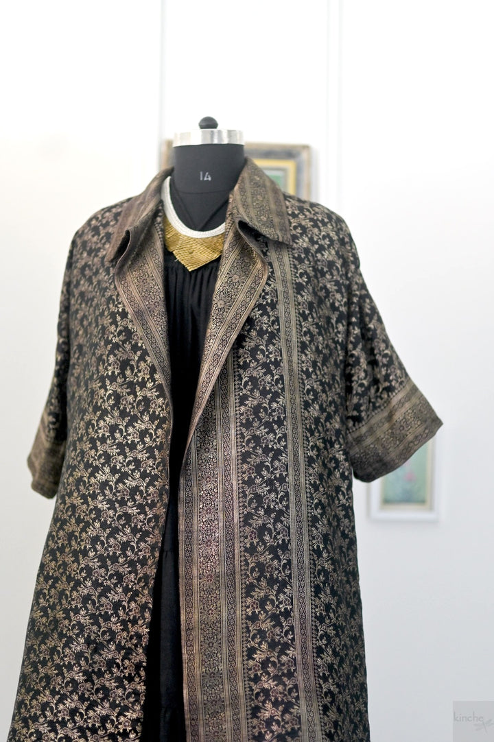 Jama 1, Long Robe Style Coat made with Vintage Zari Silk