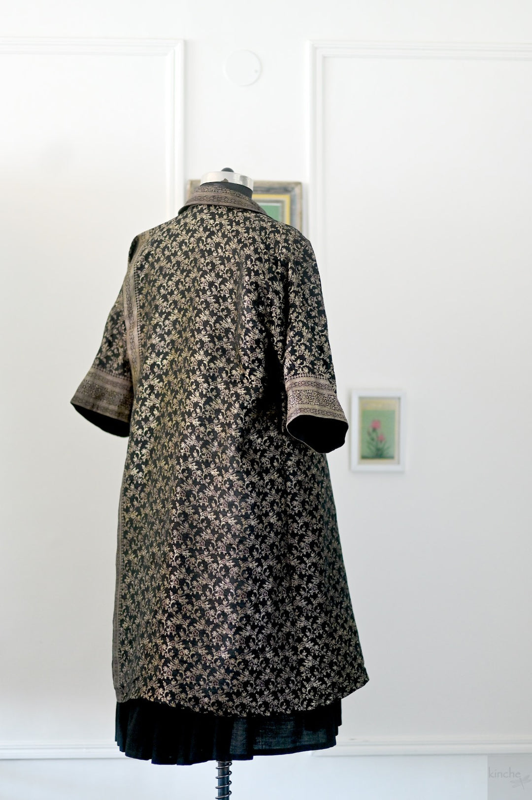 Jama 1, Long Robe Style Coat made with Vintage Zari Silk