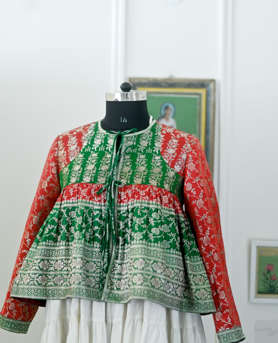 Chenab, vintage saree, Zari Katan Silk Kedia in Large - kinchecom