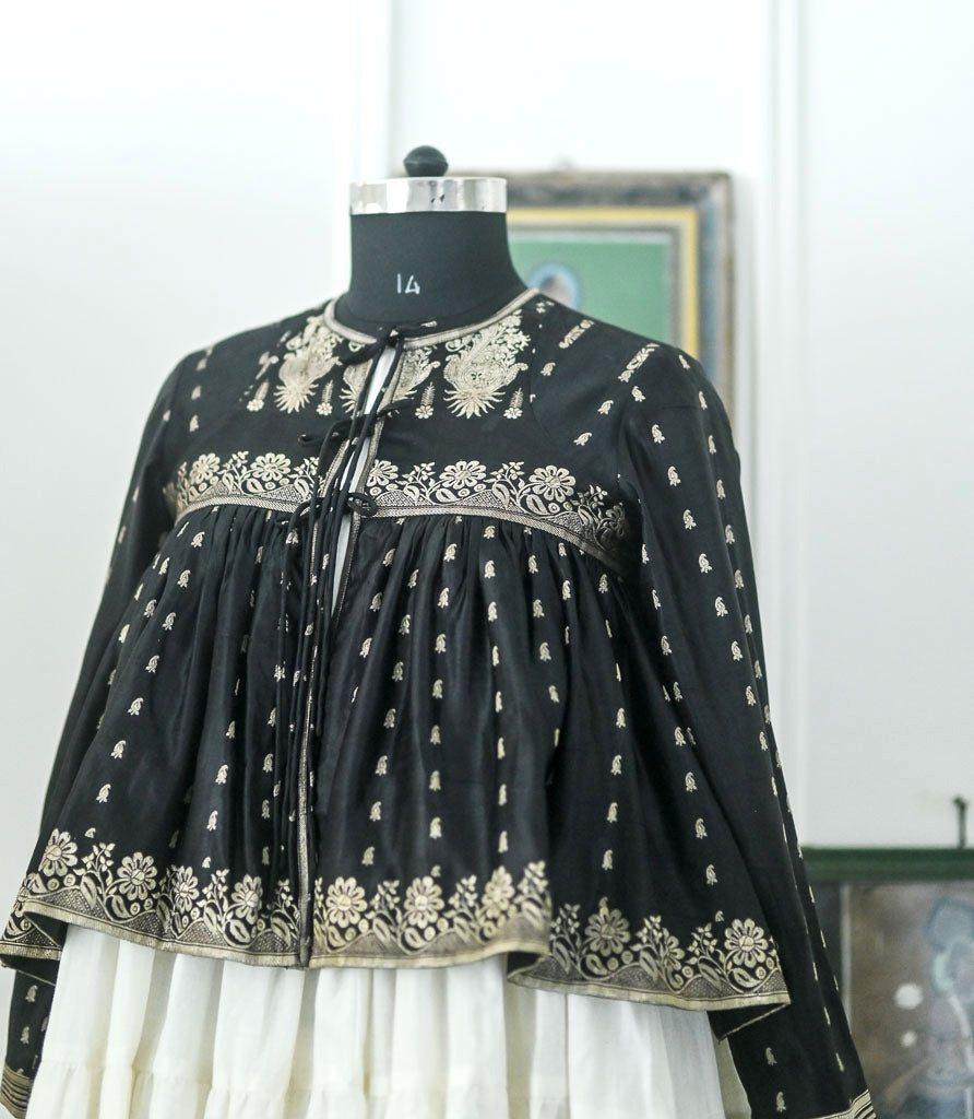 Aari, Vintage Katan Silk Up Cycled Kedia Blouse in M & L