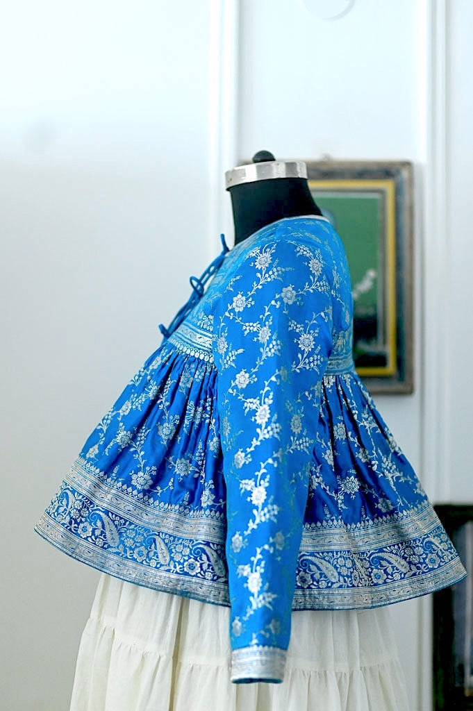 Neeli, Vintage Katan Silk Up Cycled Kedia Blouse in Large