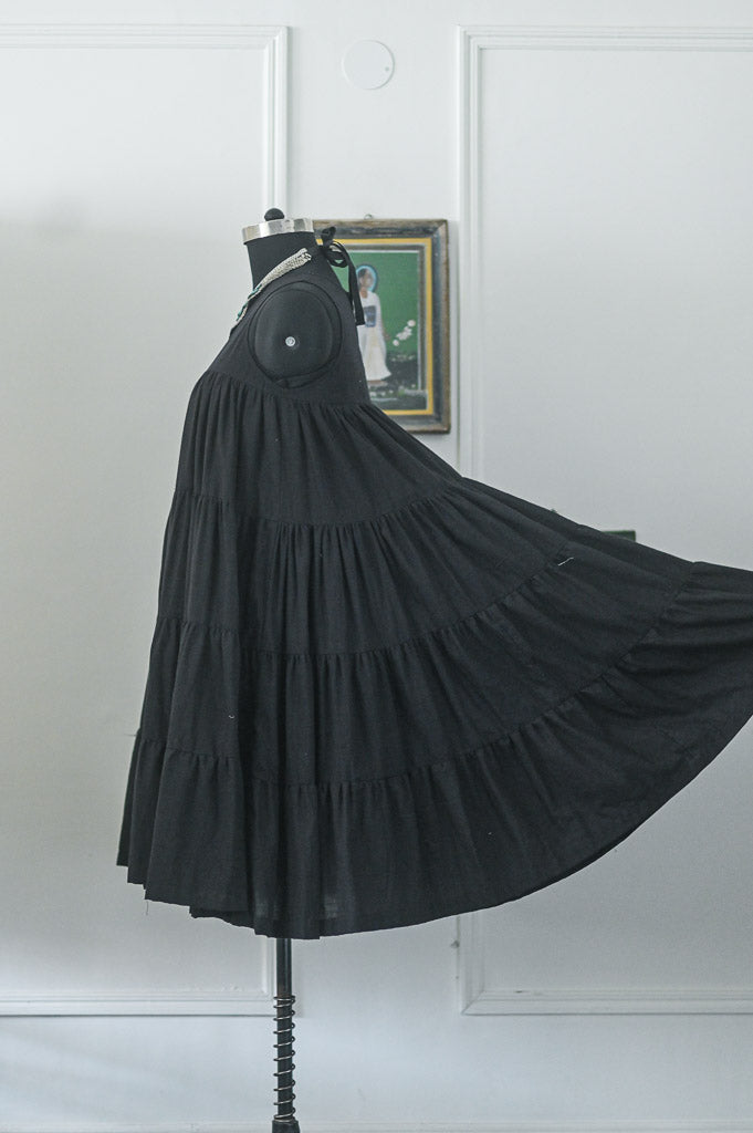 Ekaa, Black Muti layer, flared Khadi Dress with Lining