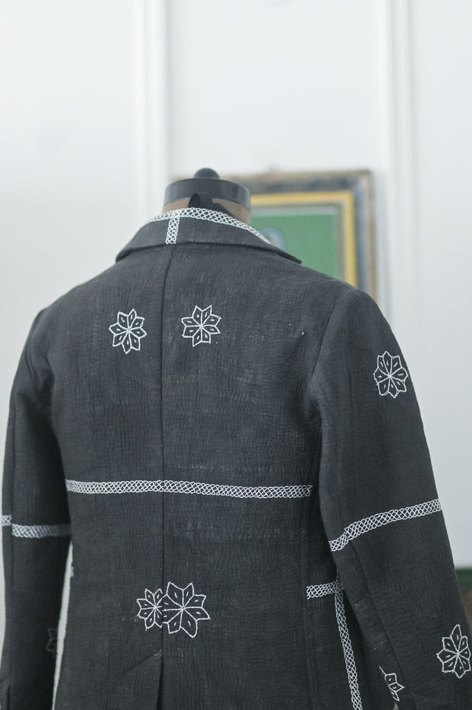 Shelby, Vintage Kanta Quilt Blazer Jacket in Black, Medium