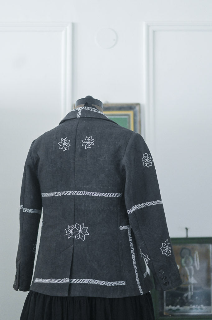 Shelby, Vintage Kanta Quilt Blazer Jacket in Black, Medium