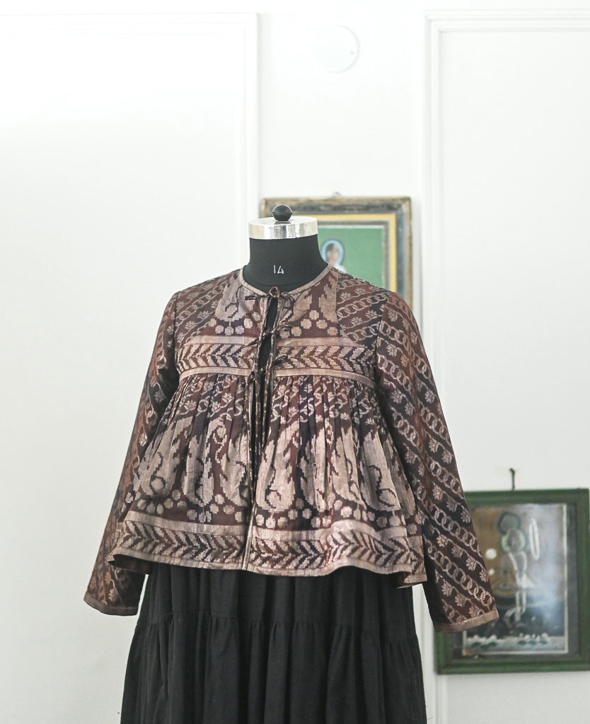 Agni kinche *Rare Vintage Zari Saree Kediya in Brown & Gold, Medium - kinchecom