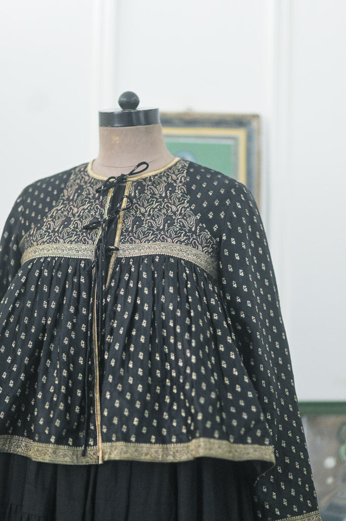 Ishqa, Vintage Saree Up Cycled, Kedia Blouse in Black, Medium