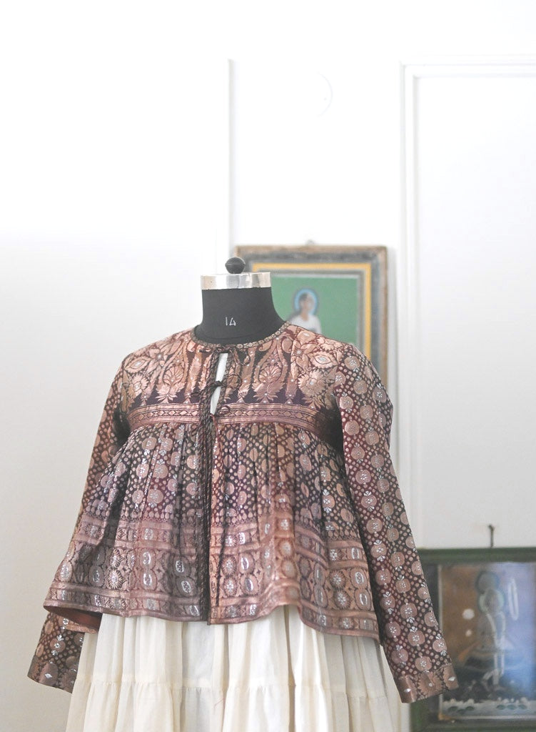 Handmade Zari Silk Blouse Kedia, made with vintage sari, Sustainable fashion, Festive wear india 