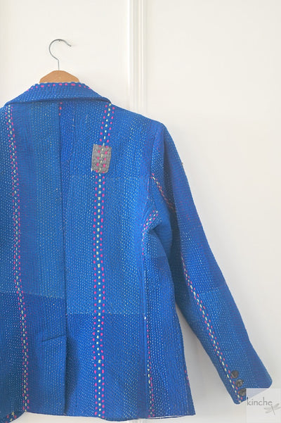 Hunter, Chest 42 Inches, XL, Distressed Vintage Fabric Kantha Blazer for Men, kinche Rare*