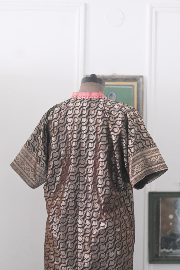 Pihu, Vintage Saree, Up Cycled kaftan Dress in M & Large - kinchecom