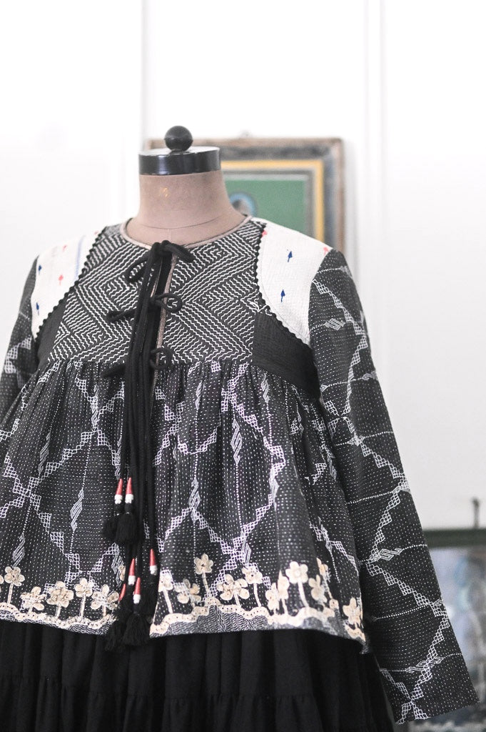 Agra, Vintage kantha from Early 1900's Up Cycled in to a Kantha Kediya in M