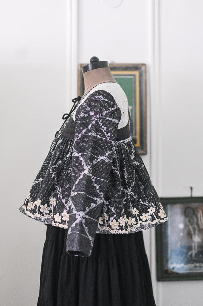 Agra, Vintage kantha from Early 1900's Up Cycled in to a Kantha Kediya in M