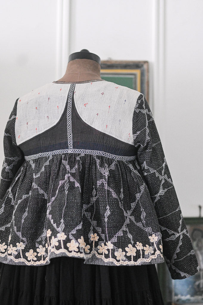 Agra, Vintage kantha from Early 1900's Up Cycled in to a Kantha Kediya in M