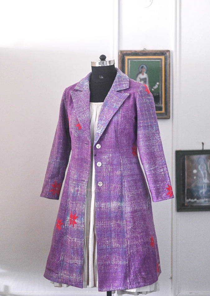 Glinda, Up Cycled Early 1900's Textile, Vintage Kantha Blazer XL