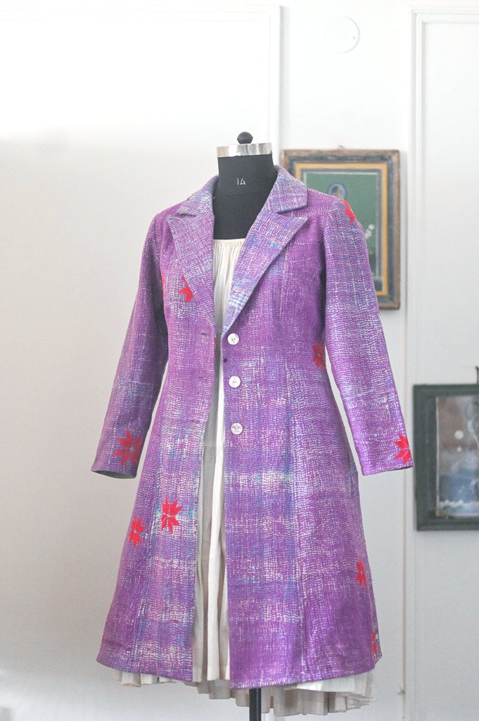 Glinda, Up Cycled Early 1900's Textile, Vintage Kantha Blazer XL