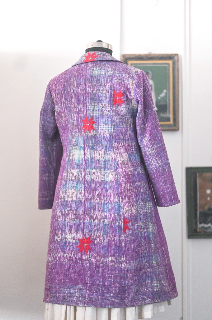 Glinda, Up Cycled Early 1900's Textile, Vintage Kantha Blazer XL