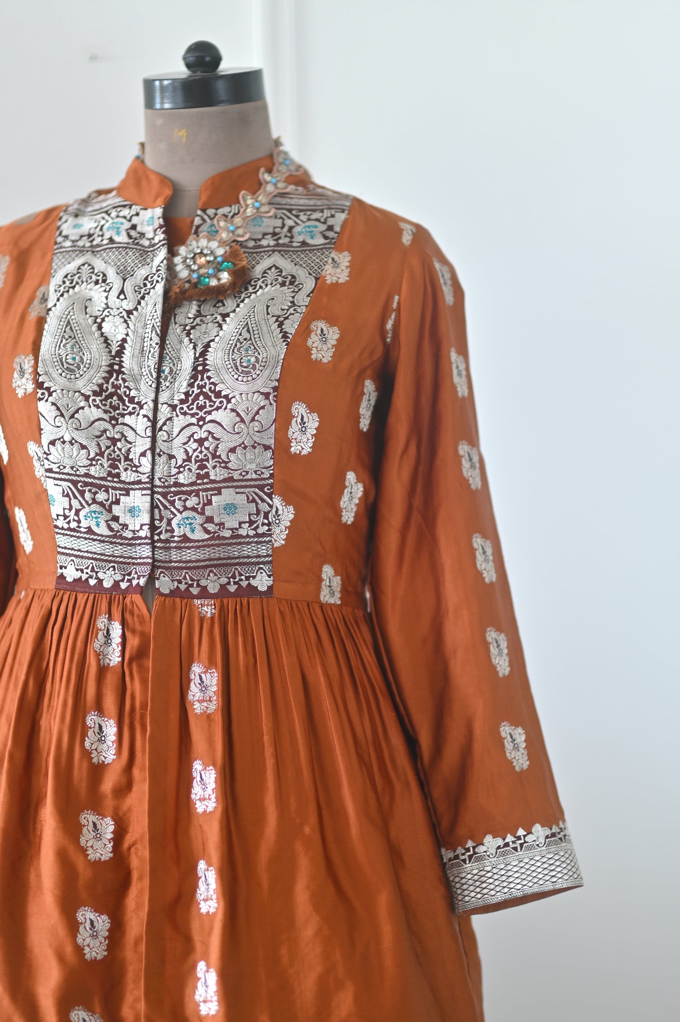Ramona, Handmade Vintage Silk Zari Saree Long Coat in Size Medium