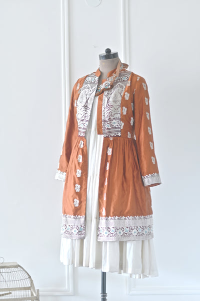 Ramona, Handmade Vintage Silk Zari Saree Long Coat in Size Medium