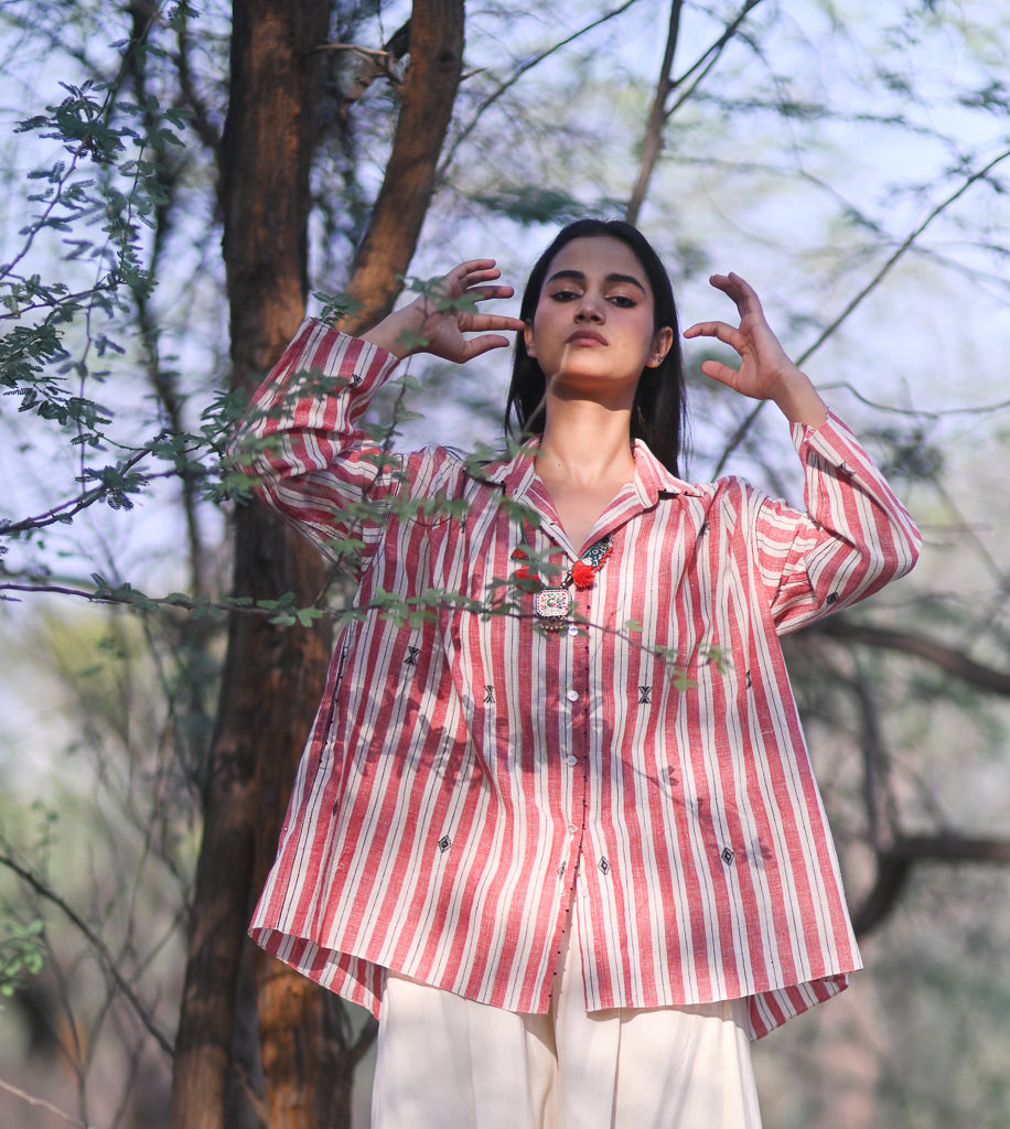 Poppy, Kala Cotton Organic Fabric Oversized Shirt - kinchecom