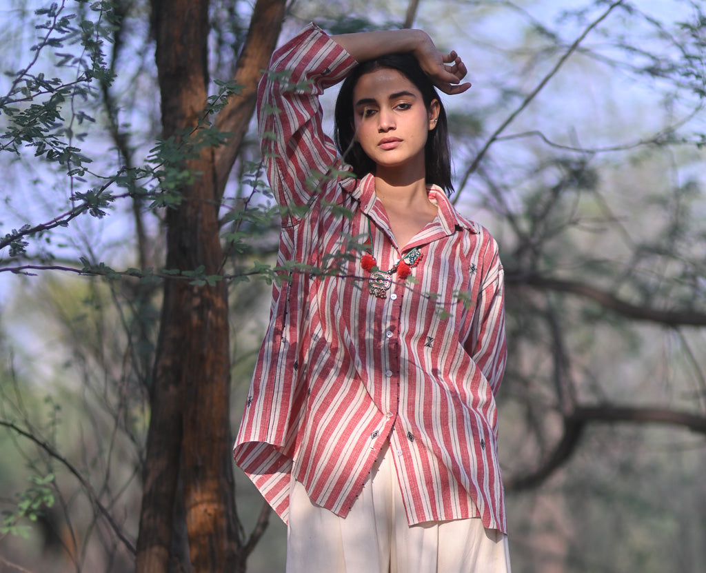 Poppy, Kala Cotton Organic Fabric Oversized Shirt - kinchecom