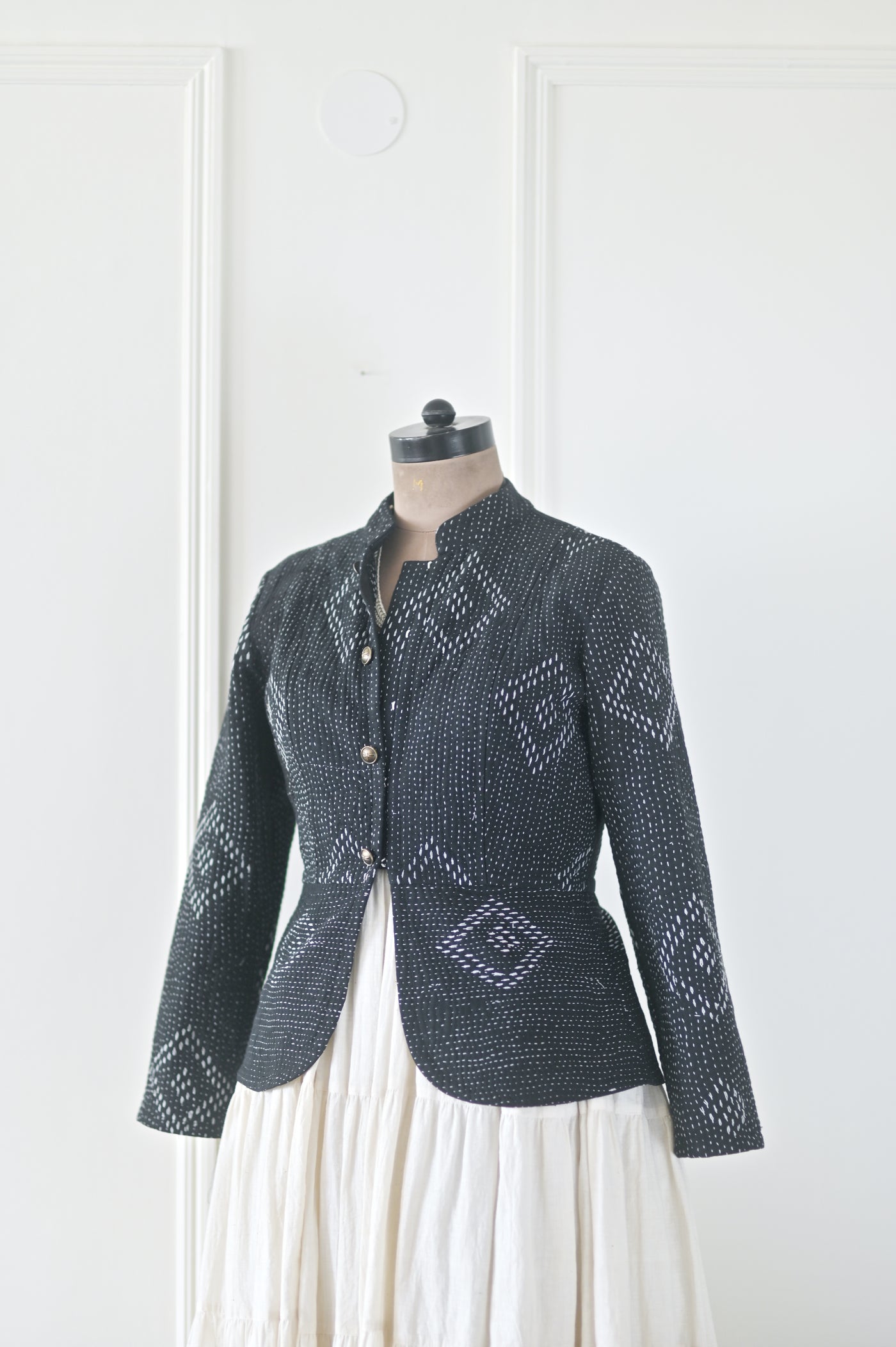 Rosalie, Size Large,  Hand Embroidered Black Short Jacket for Women