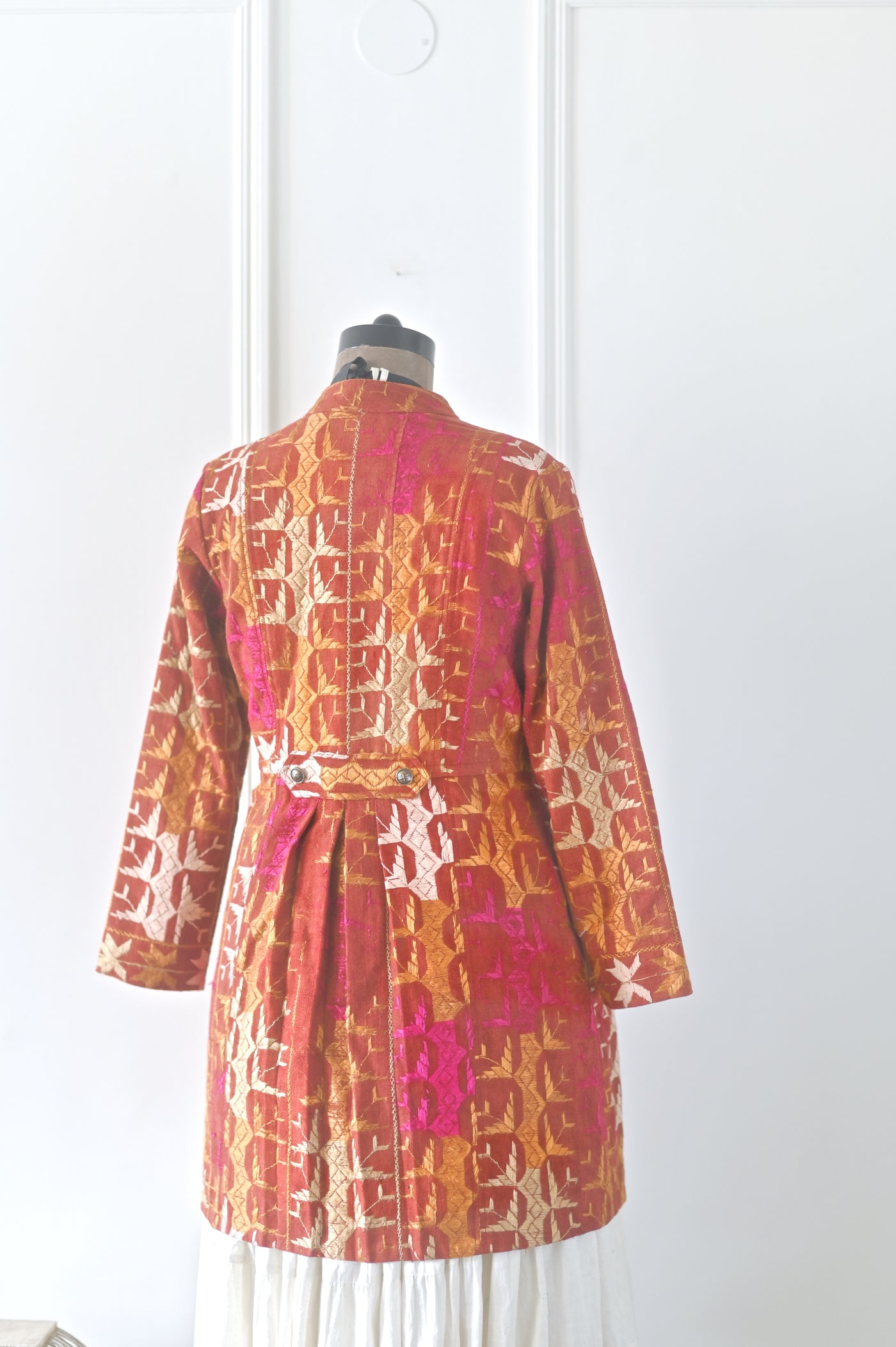 Ardas, Size large, Knee Length Jacket Made of Antique Phulkari Chaddar/ One of a Kind